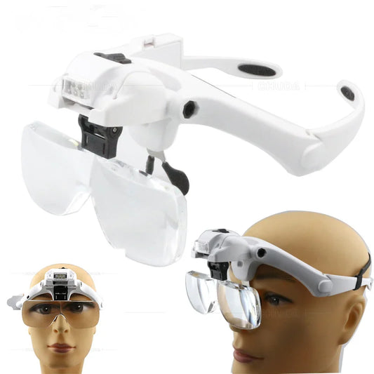 1.2X 1.8X 2.5X 3.5X 4.5X Double Eye Led Lamp Magnifier Spectacles Glasses Magnifier Loupe Watch Jewellery Measurement Glasses Peaceful Pleasures Health and Wellness 1.2X1.8X2.5X3.5X4.5X