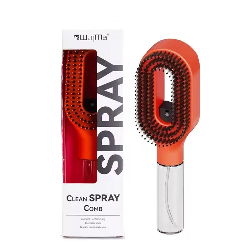 2-in-1 Multi-functional Spray Bottle Comb Wet Dry Scalp Massage Bristle Comb Salon Fluffy Modeling Comb Gift for Girl Women Peaceful Pleasures Health and Wellness Orange