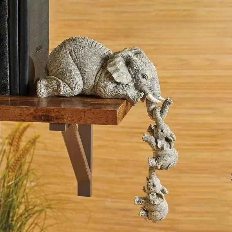 Elephant Resin Ornaments Exquisite Stone Elephant Statues Landscape Design Mini Living Room Garden Decorations Resin Handicrafts Peaceful Pleasures Health and Wellness
