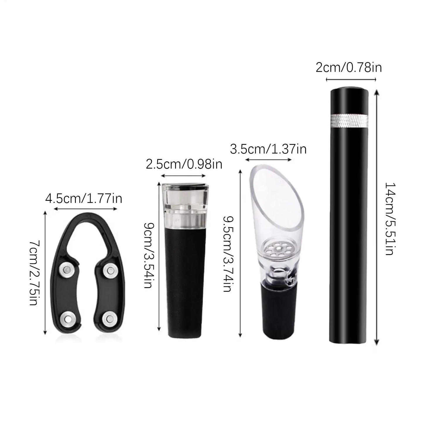 Air Pressure Wine Opener 4-Piece Set | Aluminum Corkscrew
