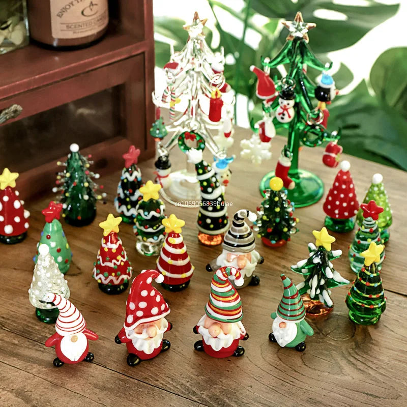 Glass Crystals Christmas Tree Figurine Statue Table Ornaments Christmas Tree Miniature Mini Handmade Crystals Ornaments decor Peaceful Pleasures Health and Wellness