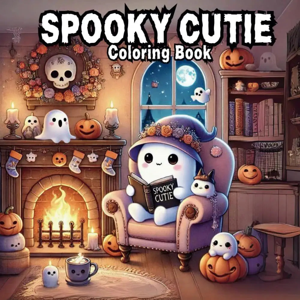 Halloween Spooky Cute Coloring Book Stress Relief Art Kids Adults