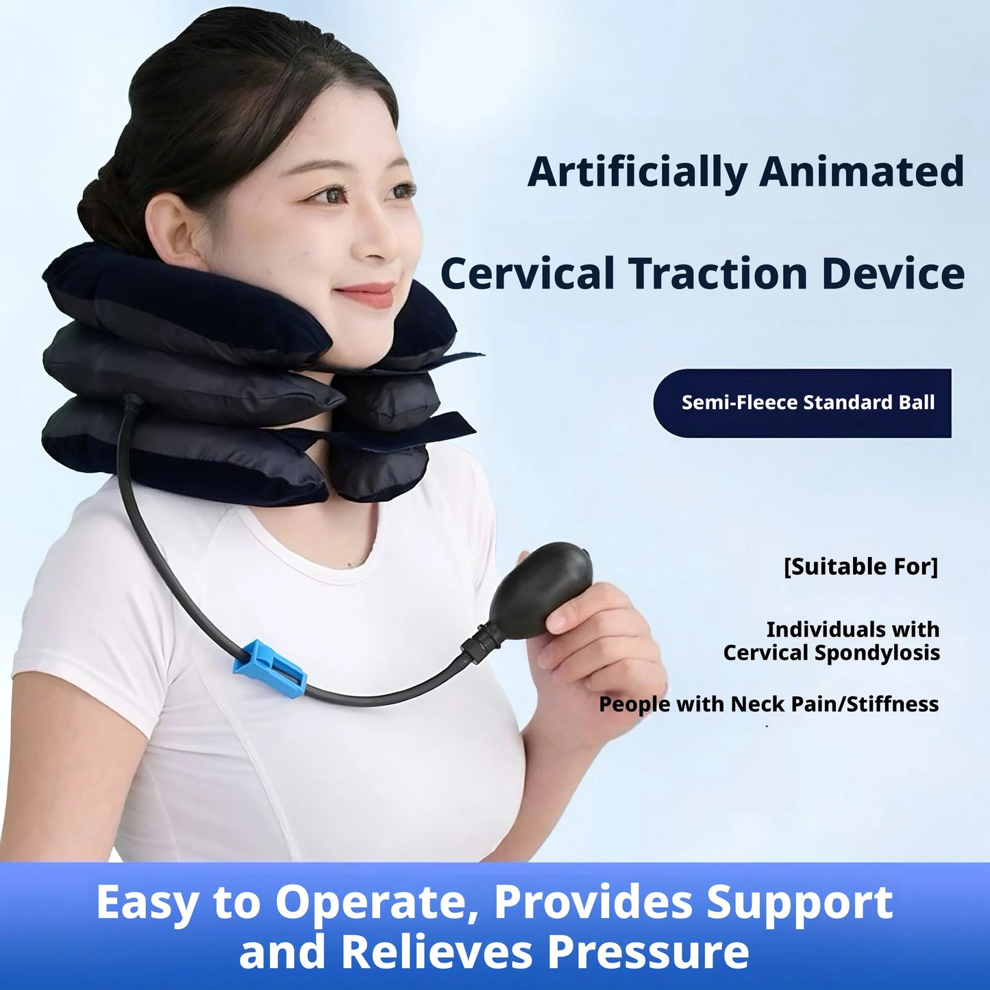 360° Inflatable Cervical Traction Single Tube Neck Support Brace Portable Home Neck Pain Relief Cervical Spine Care Stretcher Peaceful Pleasures Health and Wellness