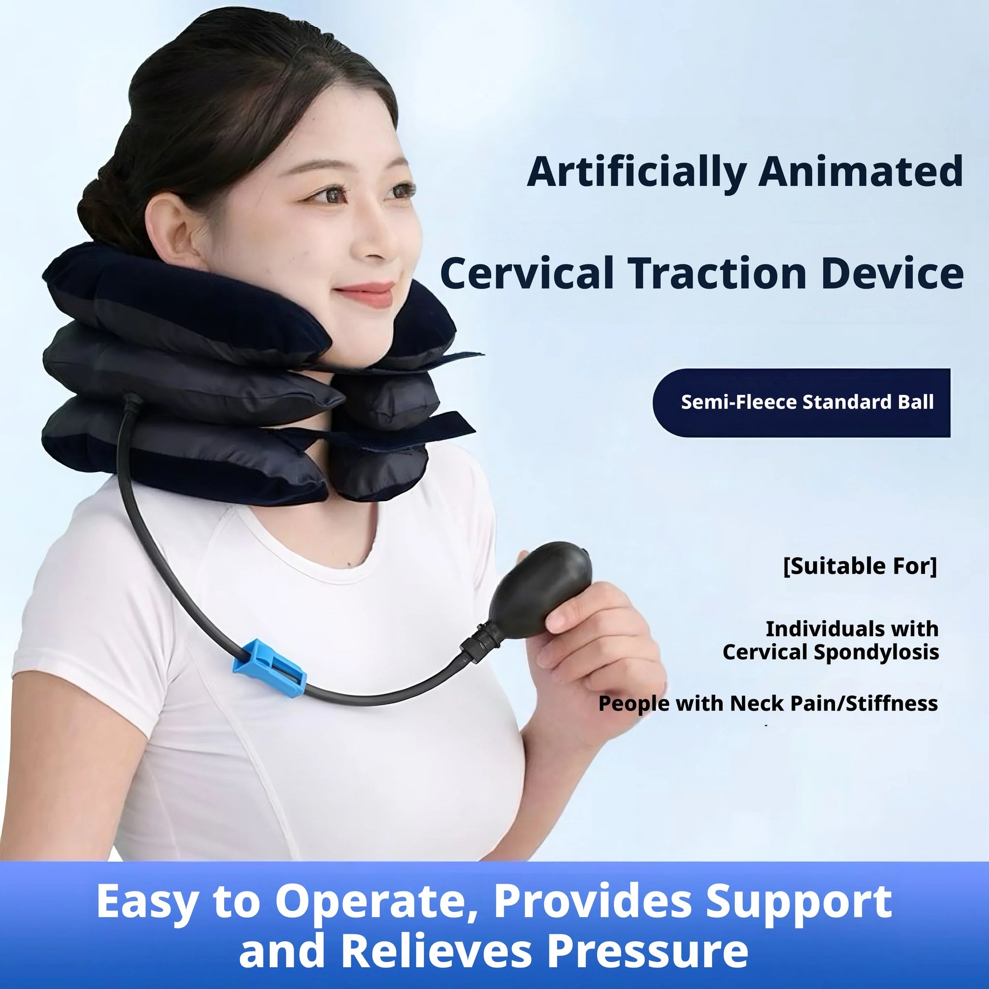 360° Inflatable Cervical Traction Single Tube Neck Support Brace Portable Home Neck Pain Relief Cervical Spine Care Stretcher Peaceful Pleasures Health and Wellness