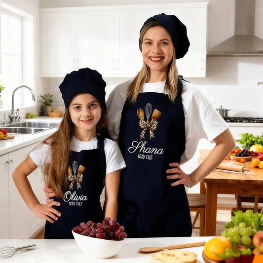 Personalized Holiday Baking Apron | Child & Adult Christmas Gift Personalized Baking Apron Peaceful Pleasures Health and Wellness
