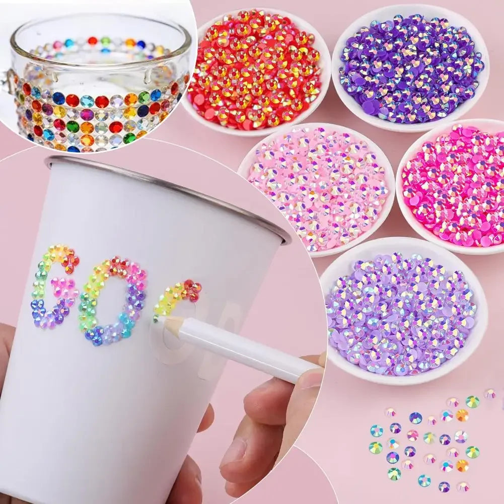 1Set 24/40 Grid 3mm Mixed Color Resin Drill AB Rhinestone Set For Nail Art Charms Colorful DIY Decoration Clothing Crafts Peaceful Pleasures Health and Wellness