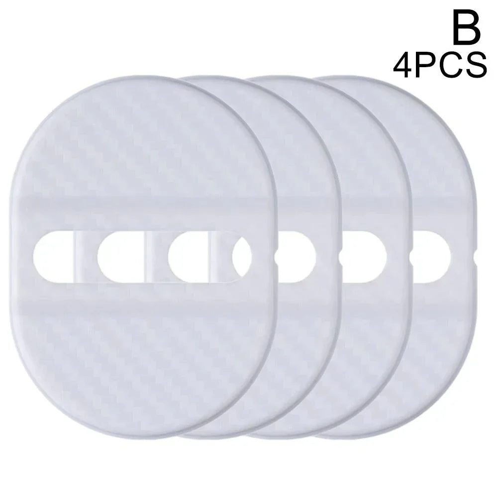 4Pcs Carbon Fiber Door Lock Covers | Peel & Stick Car Protectors