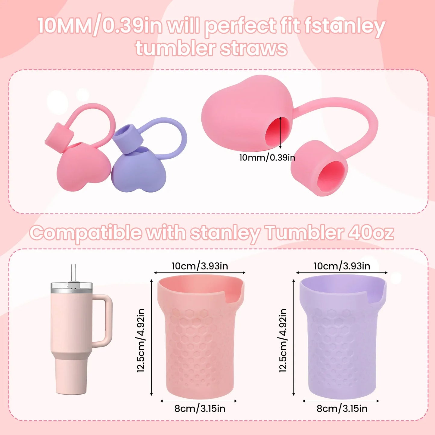 Silicone Straw Cover for Stanley Cup 10mm | Dustproof Topper