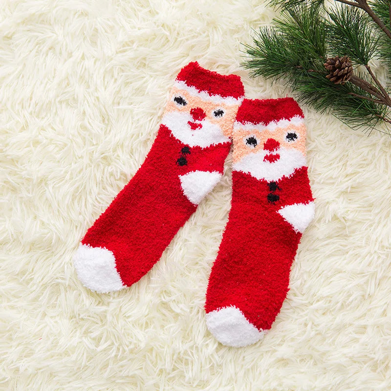 New Creative Design Winter Socks Coral Velvet Christmas Socks Children Santa Claus Home Warm Floor Socks Elk Cartoon Sleep Socks Peaceful Pleasures Health and Wellness F One Size