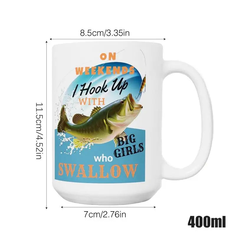 Fishing Theme Ceramic Coffee Mug | Funny Fisherman Gift
