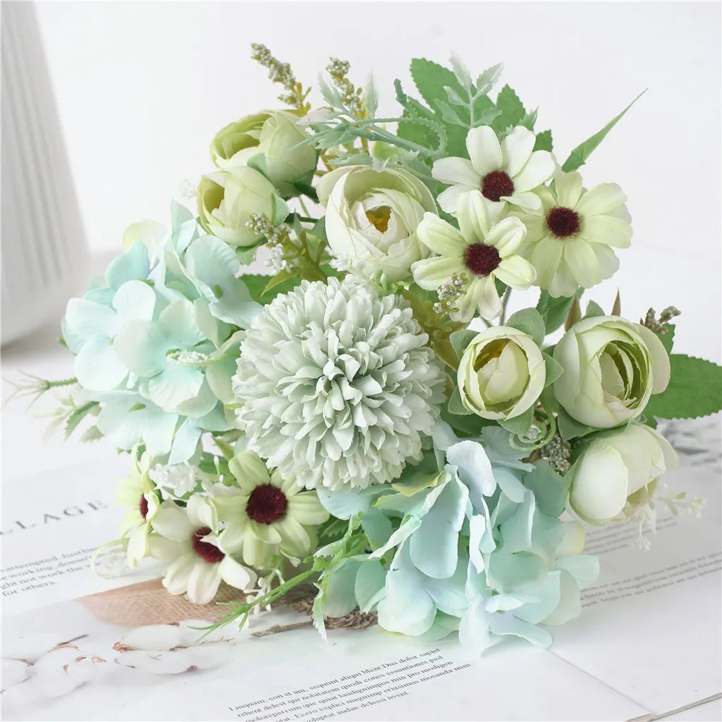 Artificial Silk Hydrangea & Peony Bouquet | Wedding & Home Decor