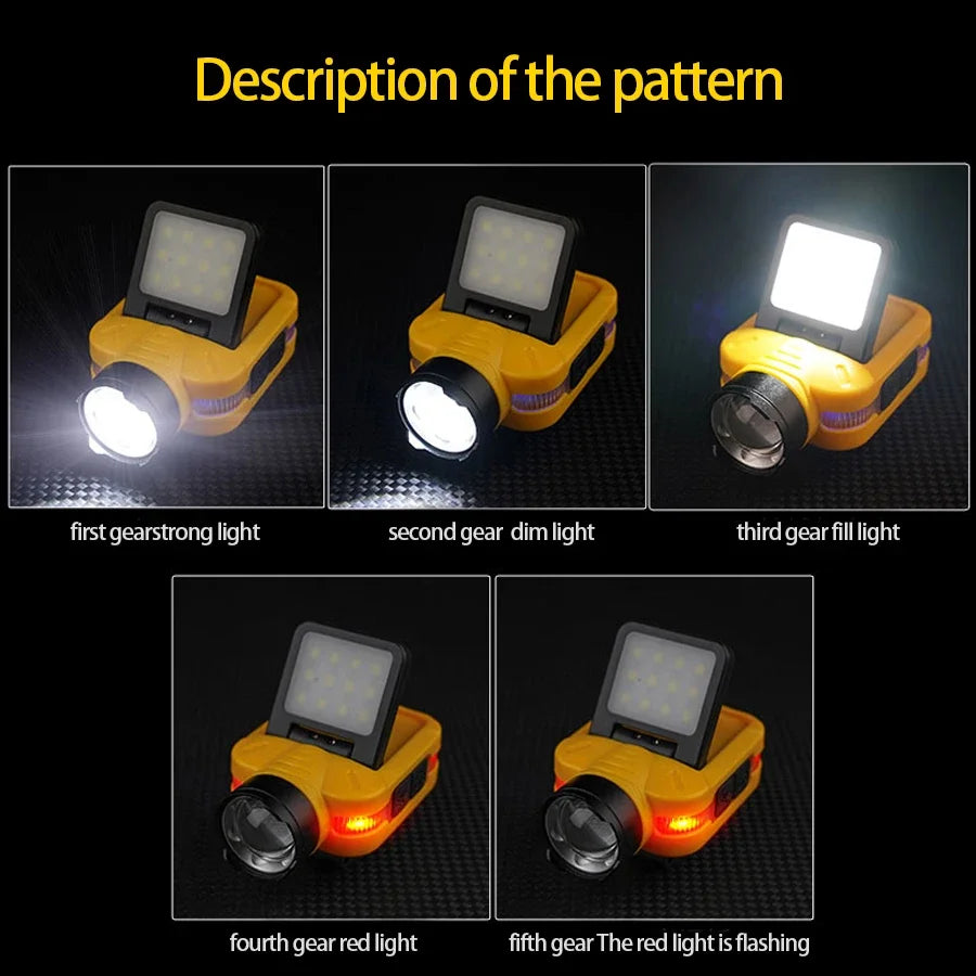 COB LED Rechargeable Headlamp – 5 Modes, 200LM & Pen Clip