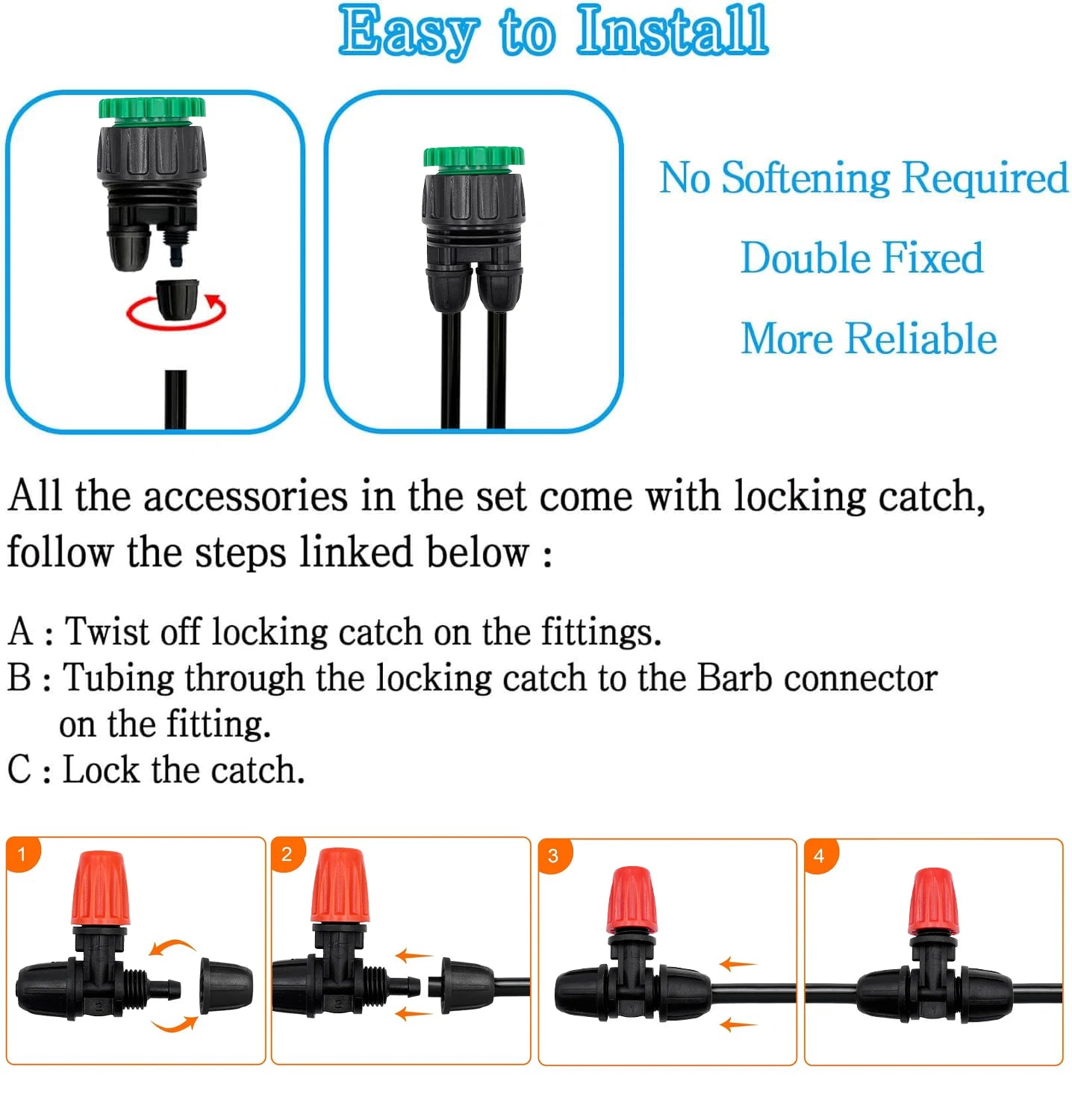10M-30M Locking Misters,Greenhouse,Farm Mist Irrigation Kits Plant Watering System, 1/4" Drip Tubing Hose and Two-Ways Connector Peaceful Pleasures Health and Wellness