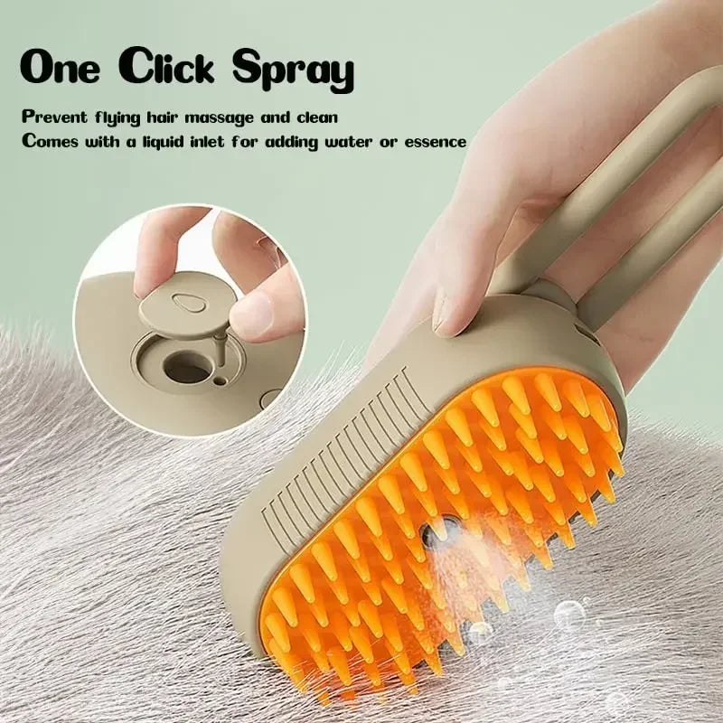 Electric Steam Spray Grooming Brush for Dogs & Cats