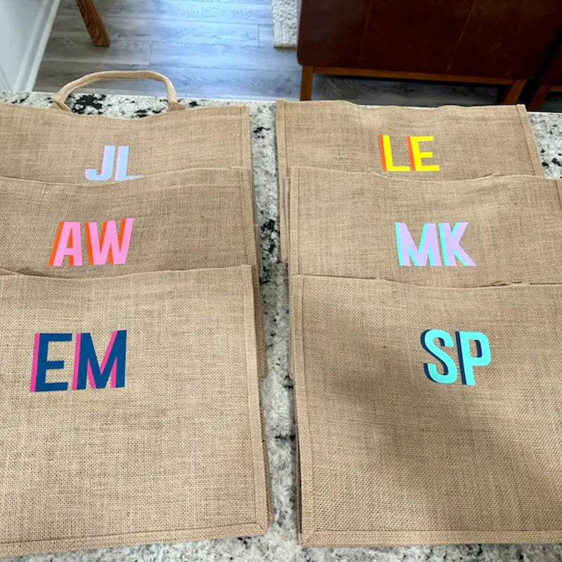 Personalized Name Jute Tote Bag Custom Beach Vacation Accessories Wedding Bachelorette Party Decoration Supplies Birthday Gifts Peaceful Pleasures Health and Wellness