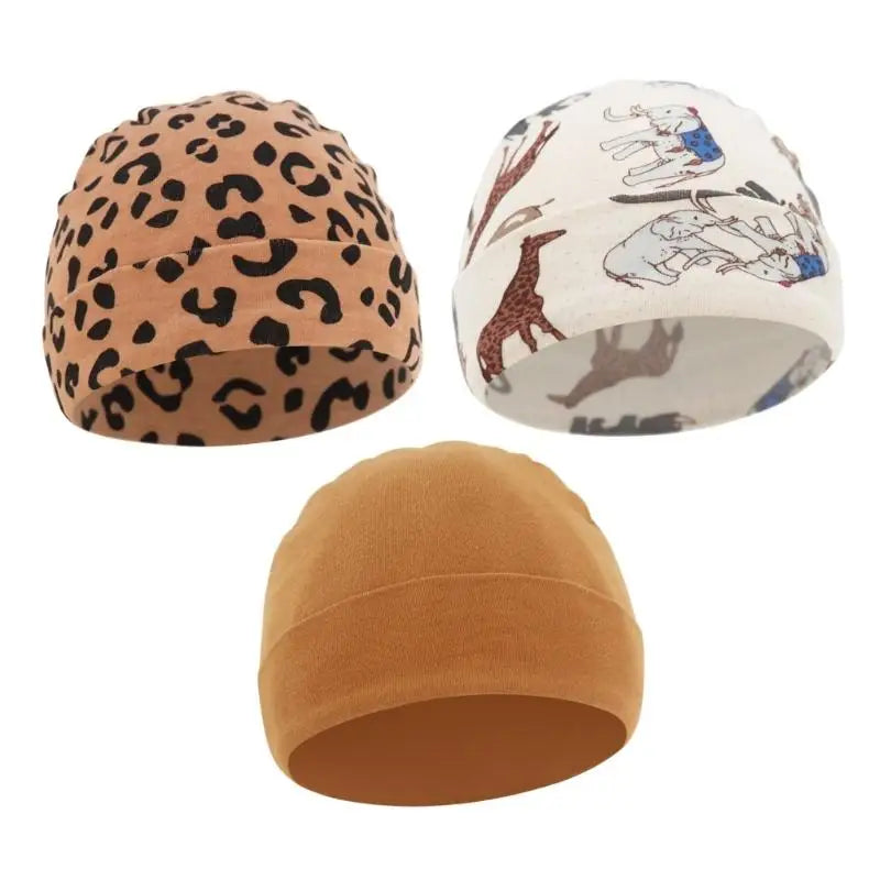 3-Pack Soft Cotton Baby Hats | Newborn Caps 0–6 Months