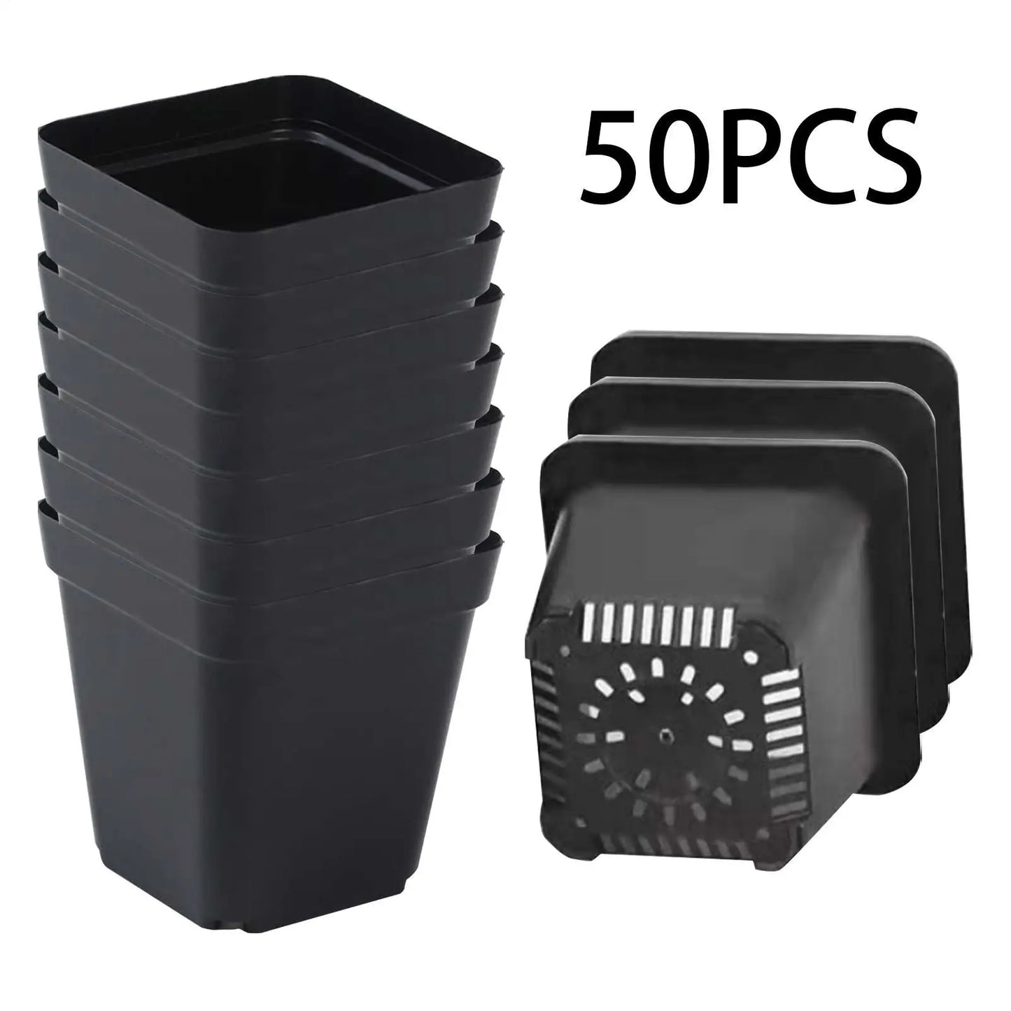 50-Pack Square Seedling Starter Pots with Drainage | Garden Kit