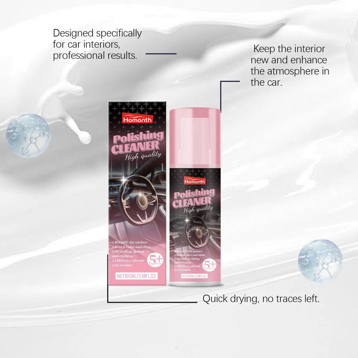 Car Interior Detailer Spray – Leather & Dashboard Polish