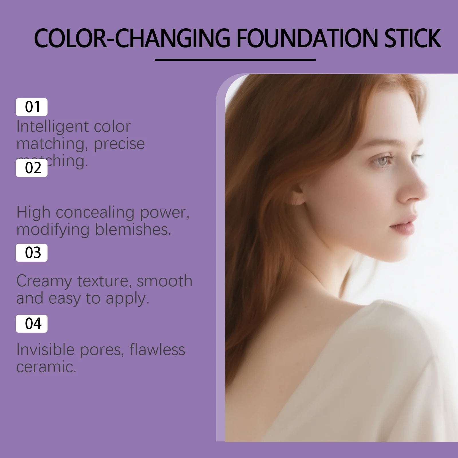 Color-Changing Foundation Stick Hydrating Full Coverage Matte Finish Brightening Pore Minimizing High Coverage Foundation Cream Peaceful Pleasures Health and Wellness
