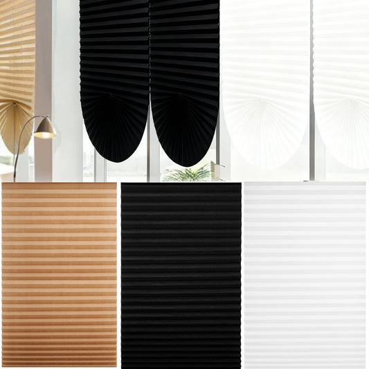 Large Size Self-adhesive Pleated Blinds Bathroom Balcony Shade Half /Full Blackout Window Curtains for Bedroom Living Room Peaceful Pleasures Health and Wellness