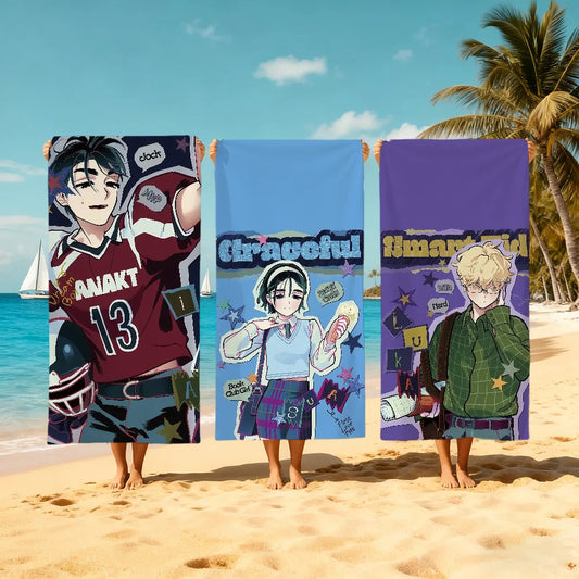 Anime Alien Quick-Dry Beach Towel | Soft Pool & Travel Towel Quick-Dry Beach Towel Peaceful Pleasures Health and Wellness