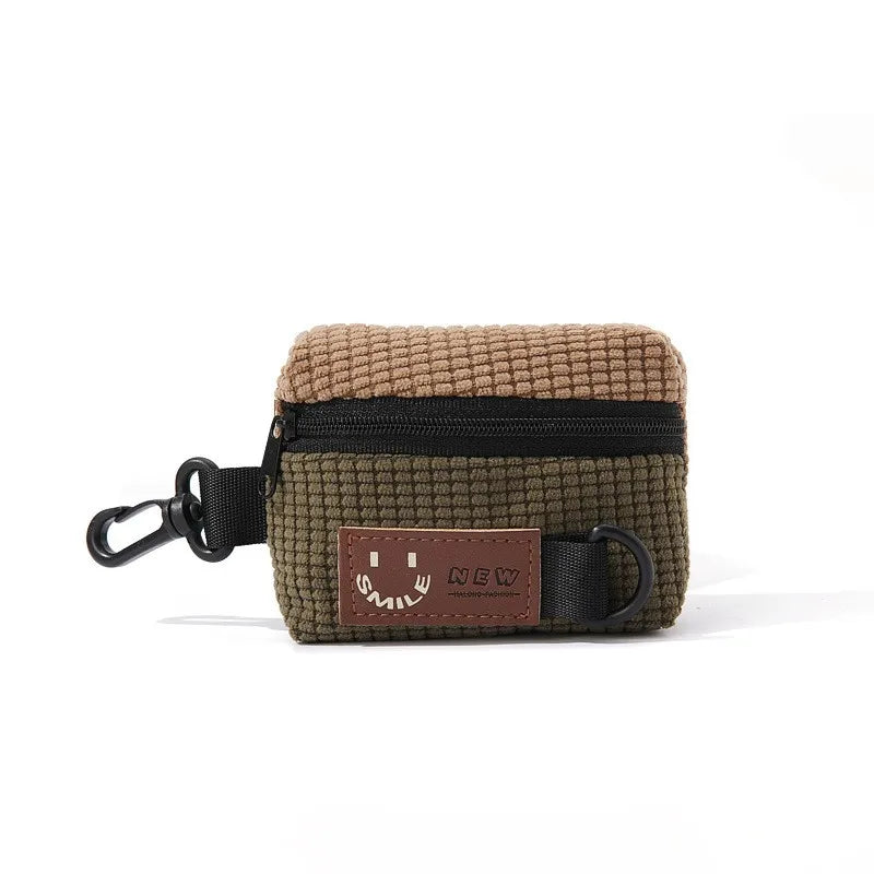 Mini Corduroy Zippered Pouch for Keys, Earbuds & Coins