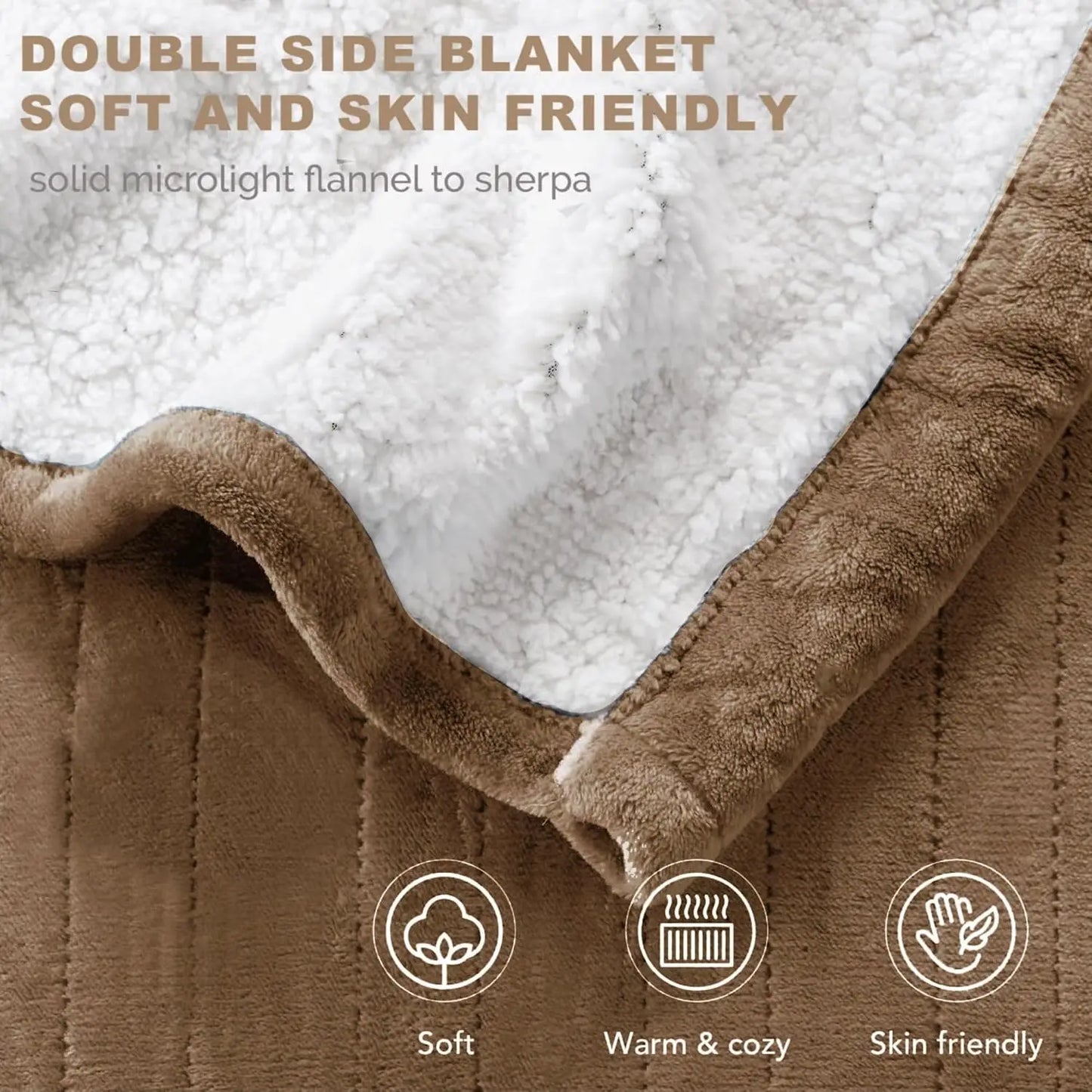 Queen Electric Blanket 84x90" – Dual Control, 6 Heat Settings, Mocha Peaceful Pleasures Health and Wellness