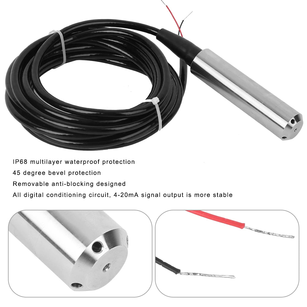 TL‑136 Liquid Level Transmitter Water Level Sensor Detector 24VDC 4‑20mA Output Level Sensor Liquid Level Transmitter Peaceful Pleasures Health and Wellness