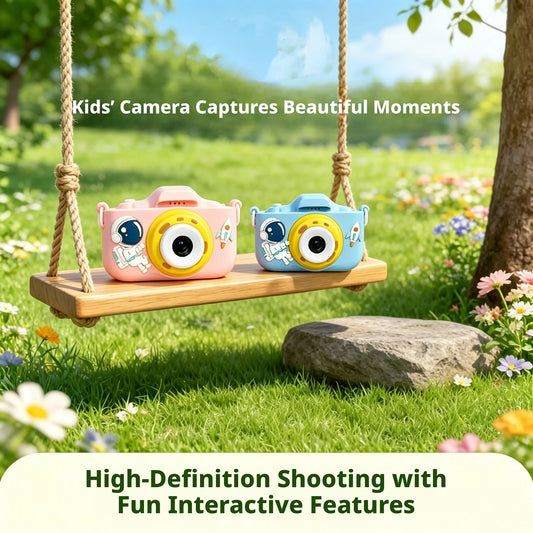 Astronaut Kids Digital Camera HD Dual Lens One-Click Photo Silicone Cover Children's Camera Toy Festival Birthday Gift for Kids Peaceful Pleasures Health and Wellness