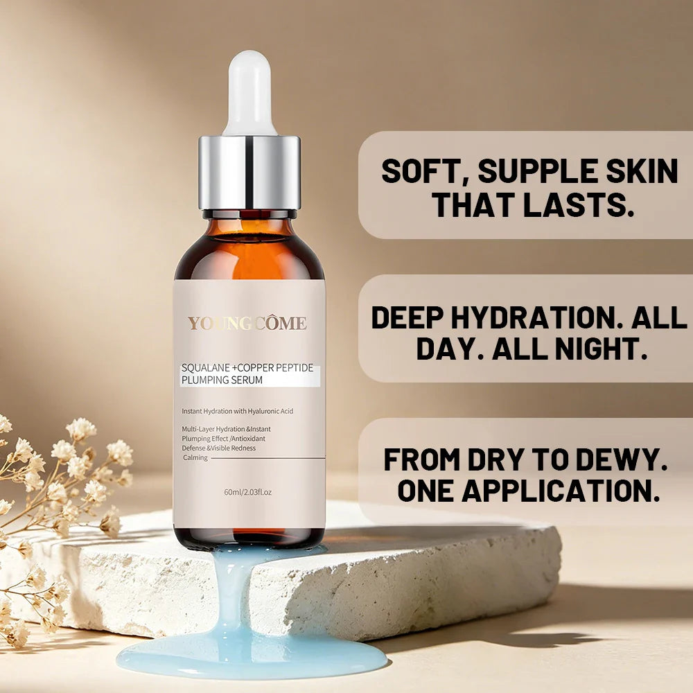 Squalane Copper Peptide Face Serum – Hyaluronic Acid Moisturizer