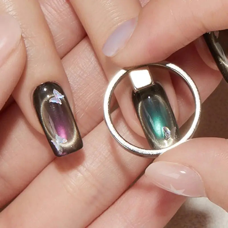 Nail Art Cat's Eye Magnet Tool Hollow Ring-shaped Glass Bead Cat Eye Magnetic Nail Art Effect Magnetic Gel Polish Manicure Tools Peaceful Pleasures Health and Wellness