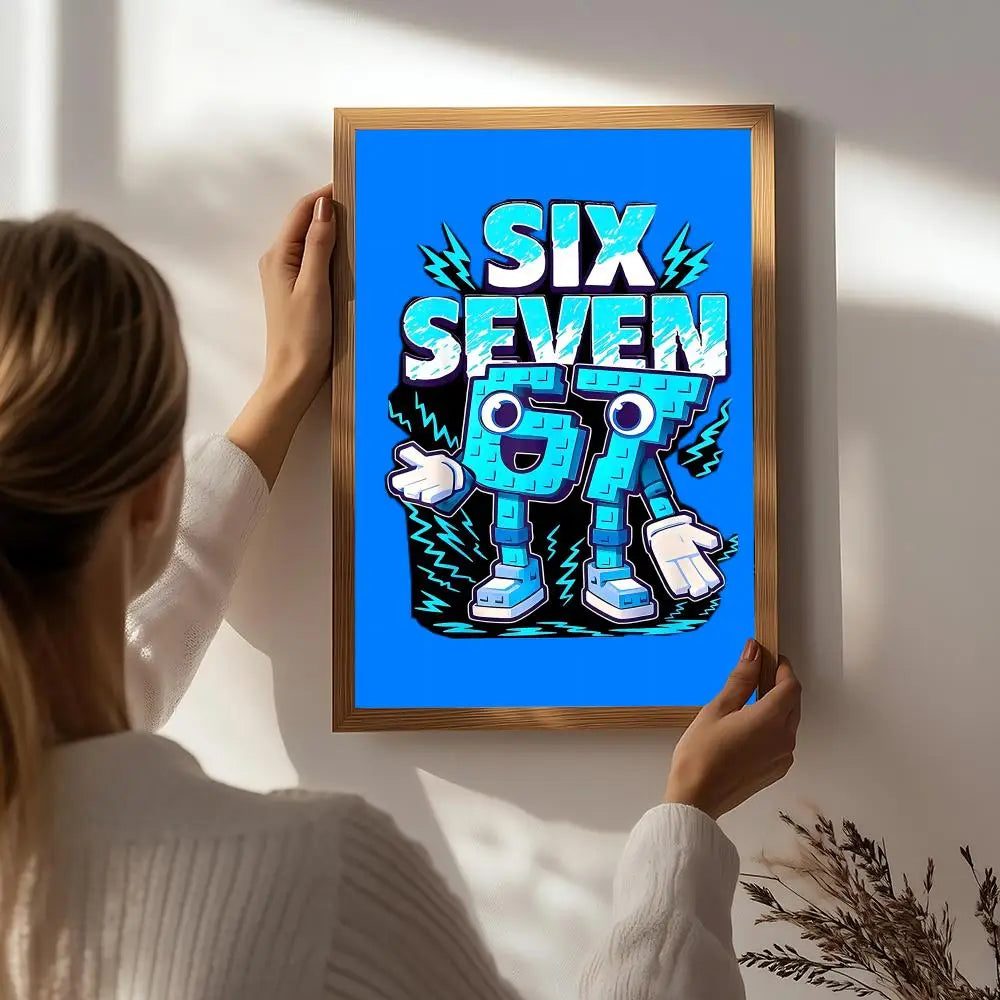 Cool 67 six seven Poster HD Self Adhesive Waterproof Wall Art Ideal for Home Office Dorm Bedroom Great Gift Peaceful Pleasures Health and Wellness White1 40X50cmNoframe