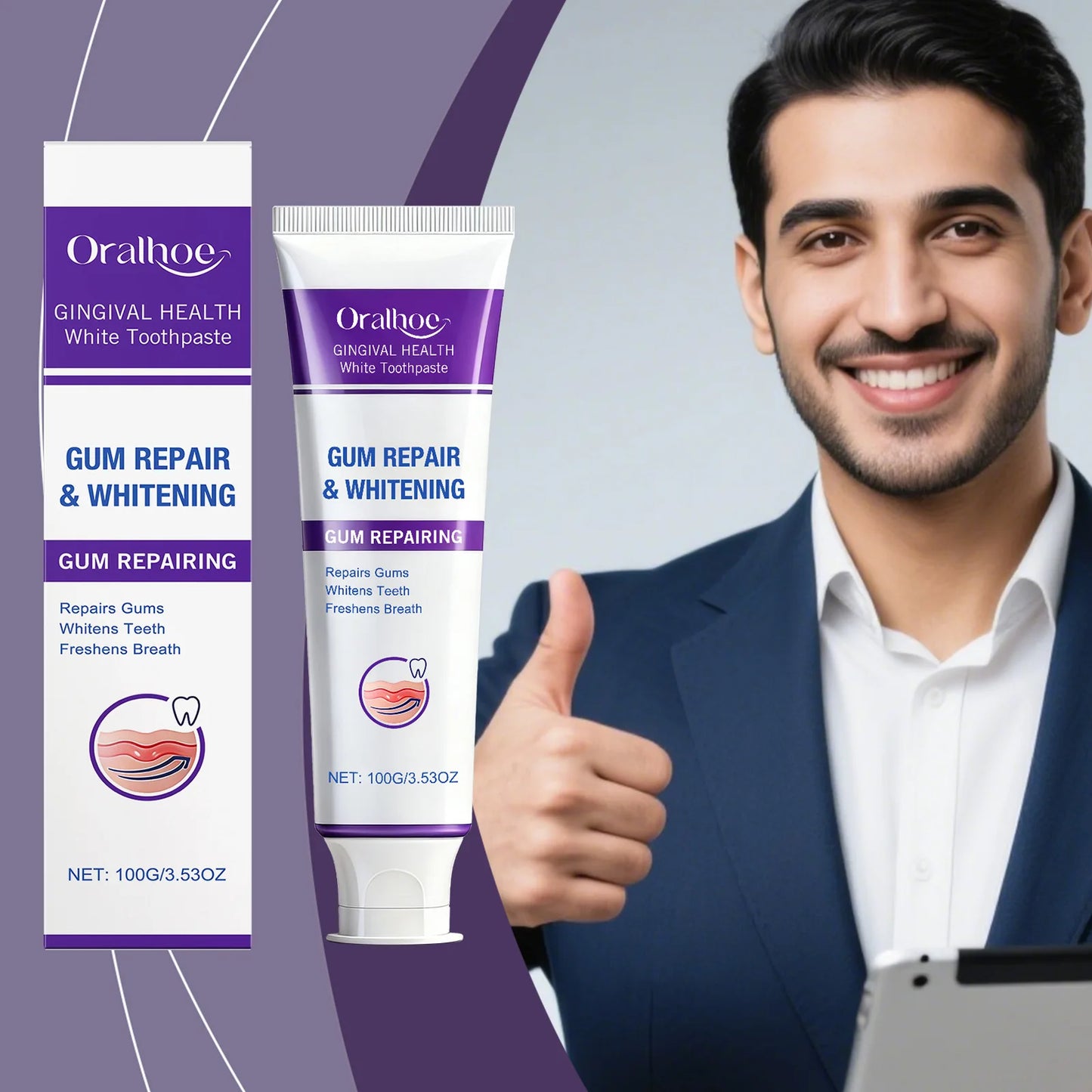 Oralhoe Whitening Toothpaste | Stain Removal & Gum Care 100g