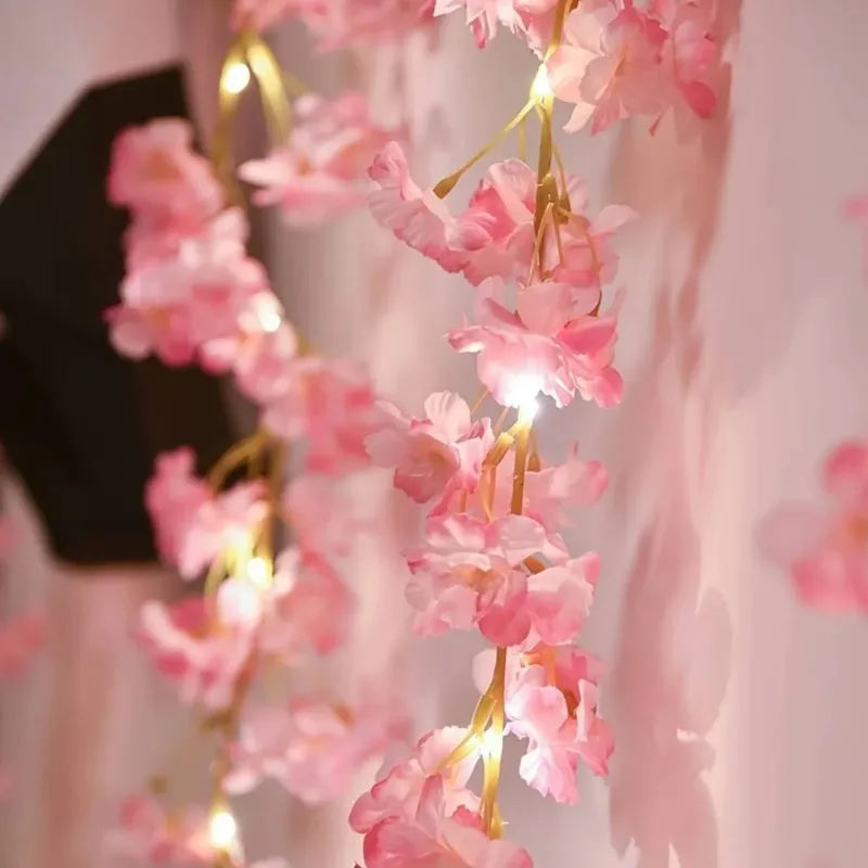 Cherry Blossom String Lights Flower Garland – Wedding & Party Decor