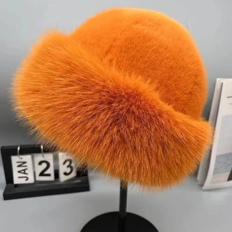 Women's Faux Fox Fur Winter Hat | Warm Windproof Russian Cap