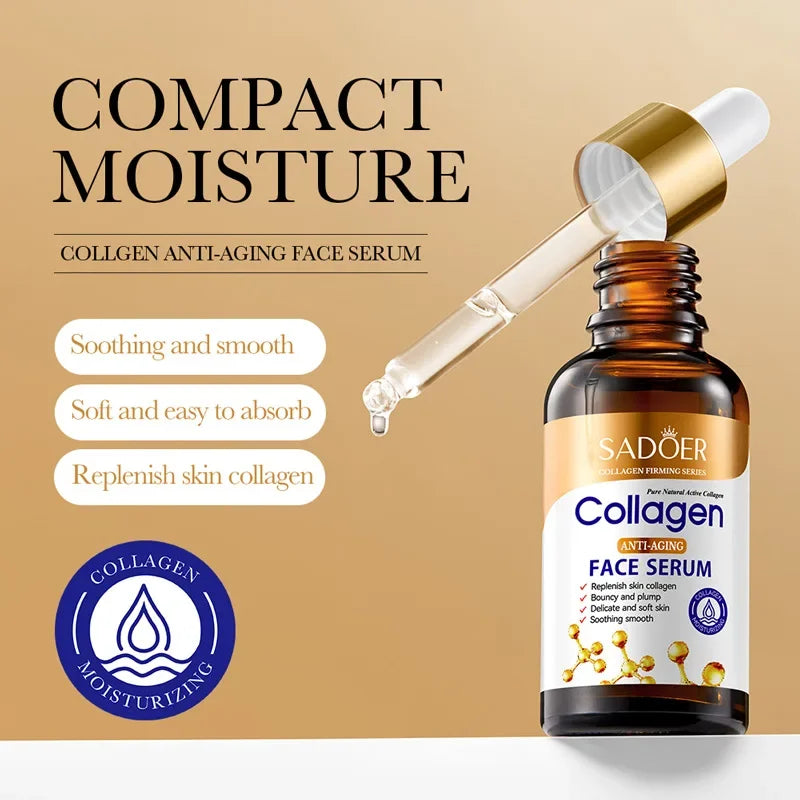 1/3/5pcs SADOER Collagen Face Serum skincare Facial Essence Liquid Anti-aging Moisturizing Nourishing Facial Serum Skin Care Peaceful Pleasures Health and Wellness