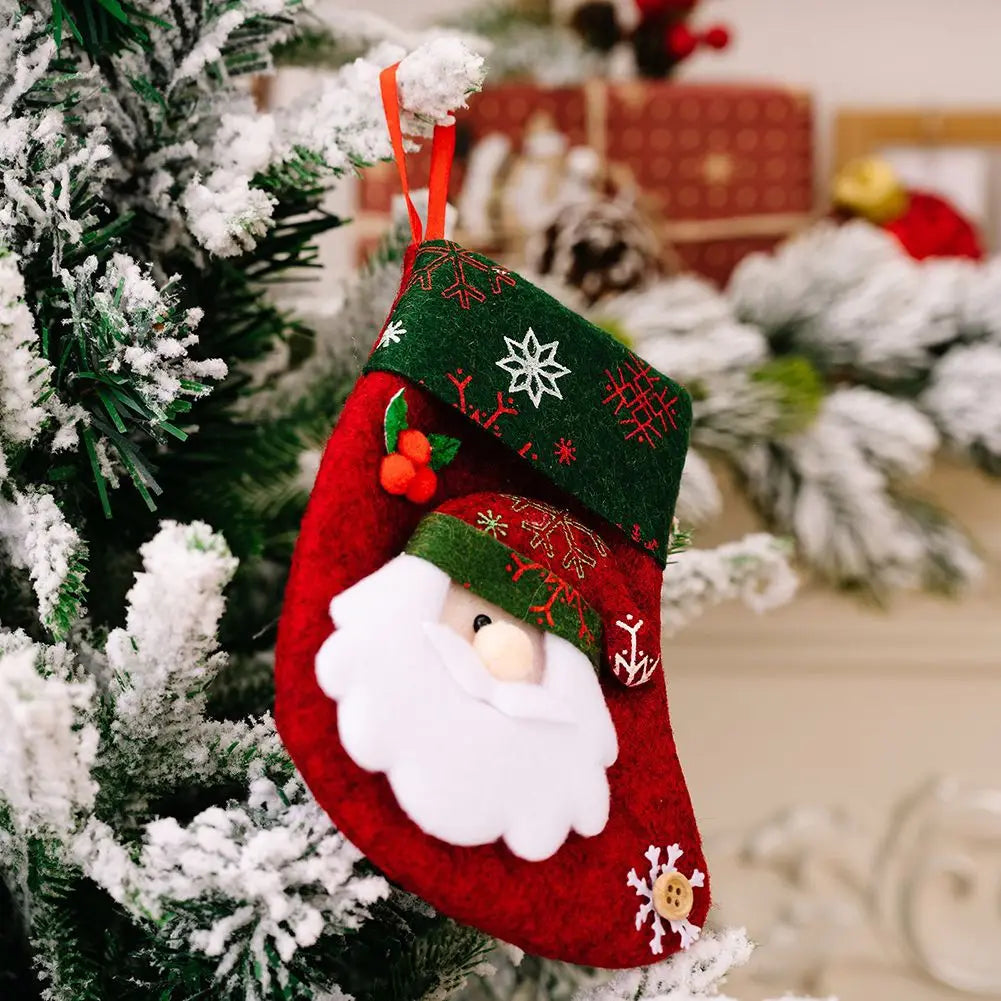 Mini Christmas Stocking Ornaments – Santa, Snowman, Elk & Bear