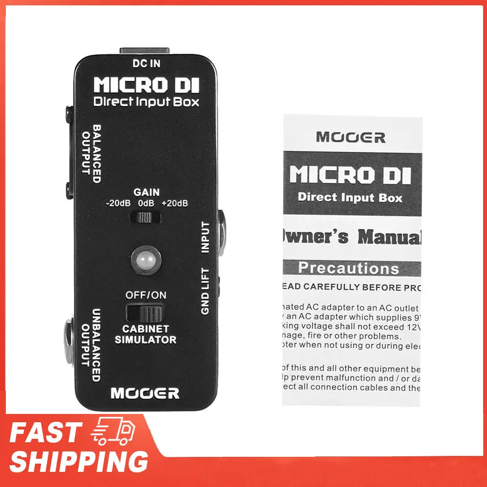 MOOER MICRO DI Cabinet Simulator Box Direct Input Pedal Full Metal