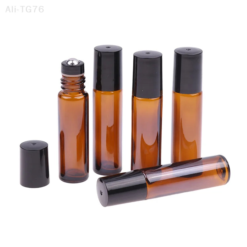 10ml Amber Glass Roll-On Bottle | Metal Roller Ball for Essential Oils