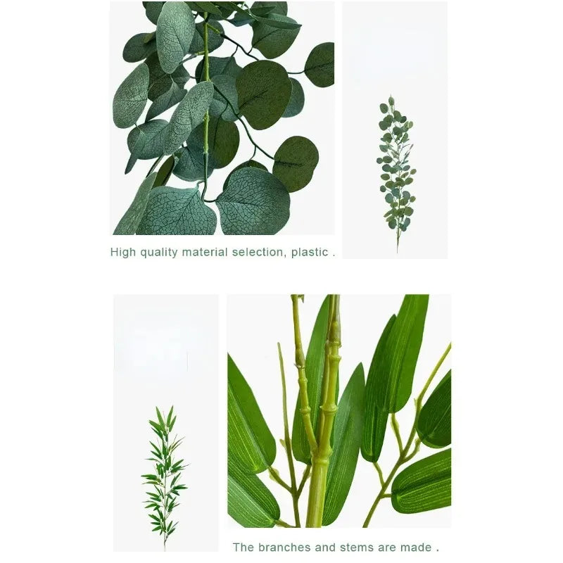 1m Artificial Eucalyptus Vine | Silk Bamboo Leaf Decor Stem