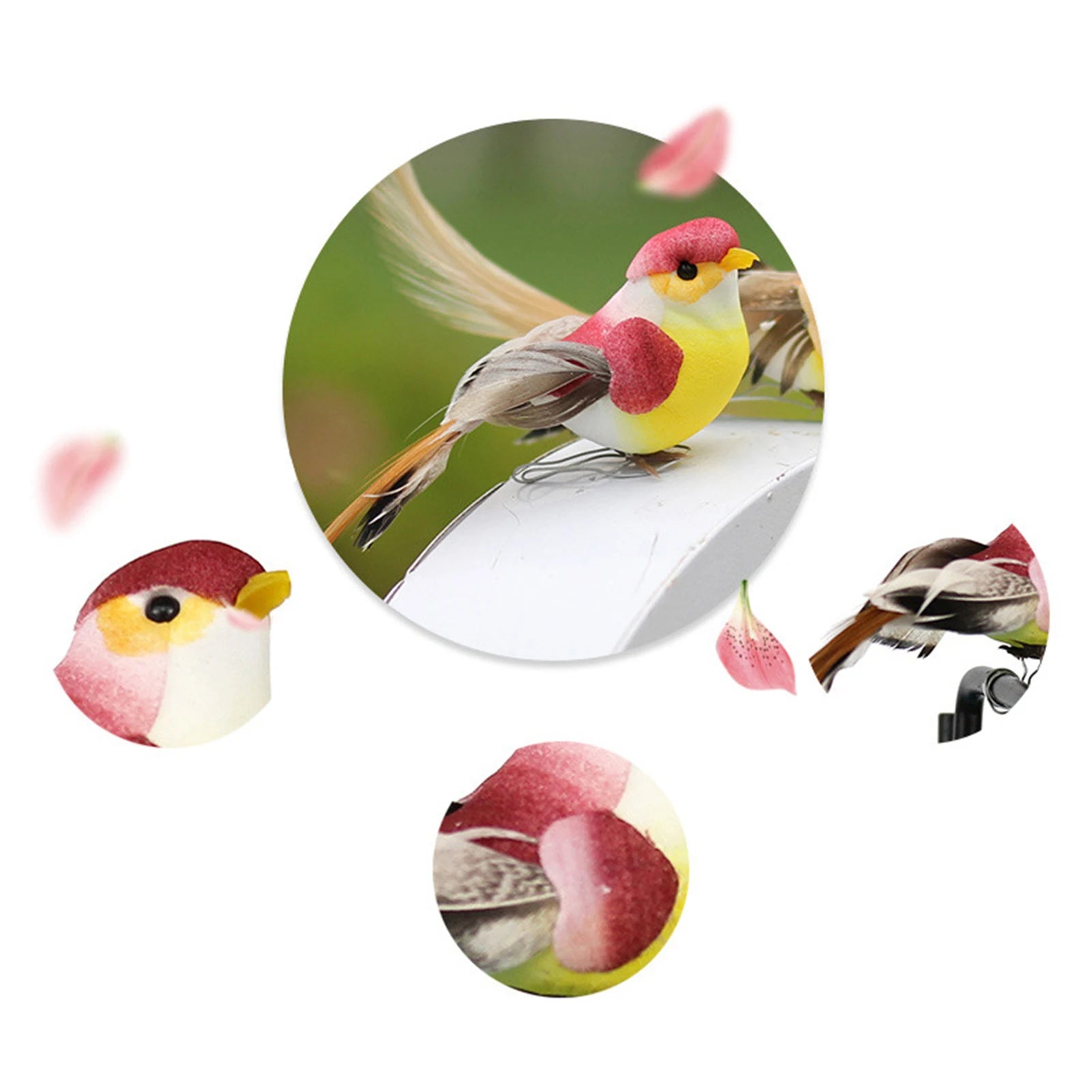 12pcs Mini Artificial Birds Multicolor Craft Ornaments For Home Garden Decoration Peaceful Pleasures Health and Wellness