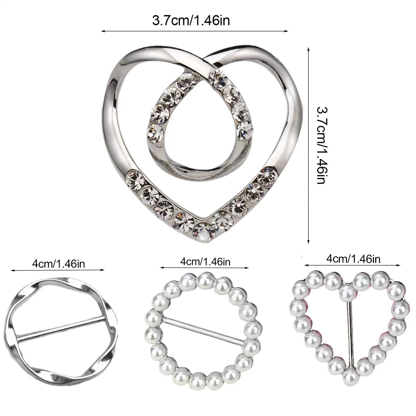 Women's Scarf Ring Clips – Pearl & Crystal Brooch Set of 4
