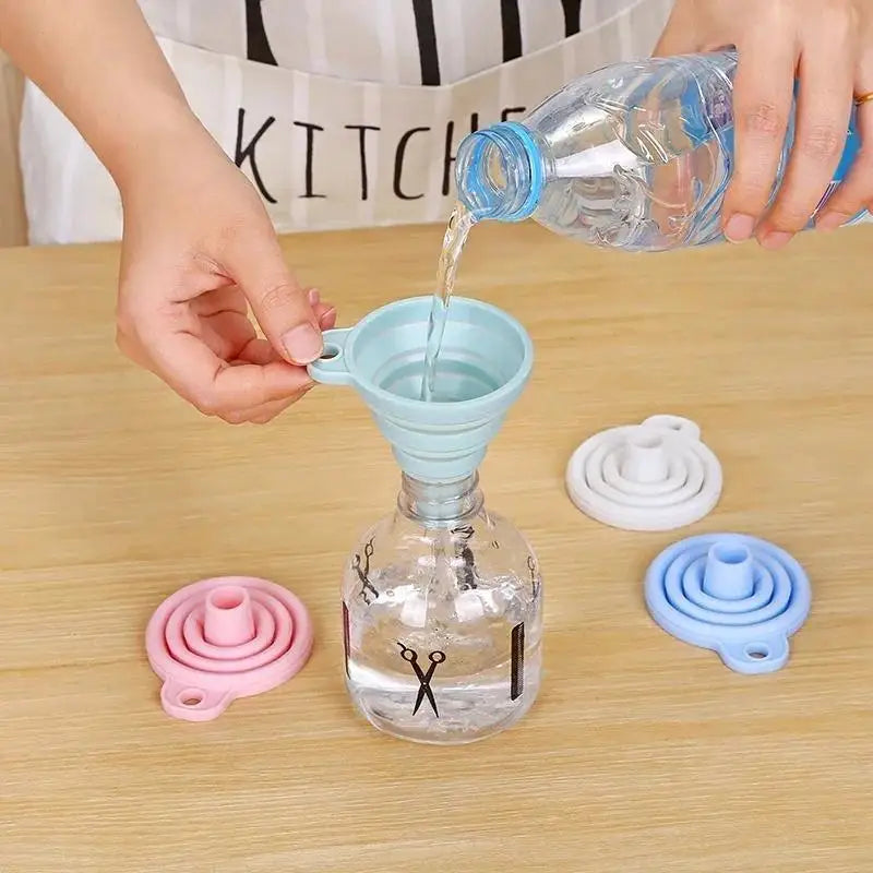 Collapsible Silicone Funnel Portable Telescopic Folding Funnels