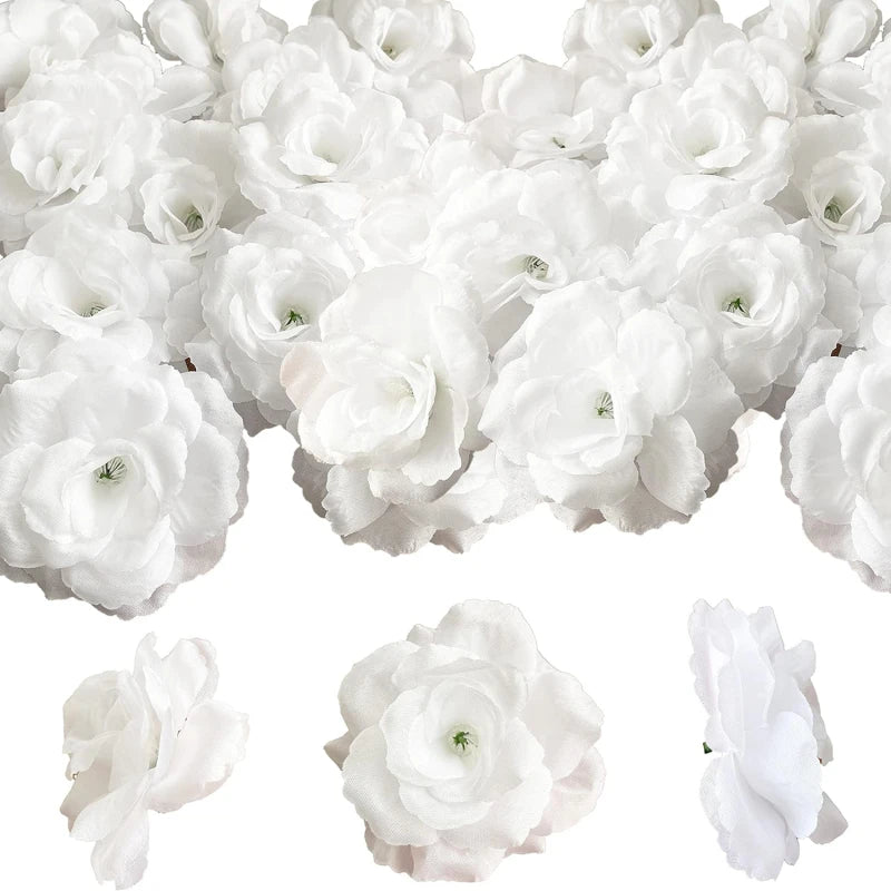 Artificial Silk Rose Heads 25/50 Pcs – Wedding & Party Decor