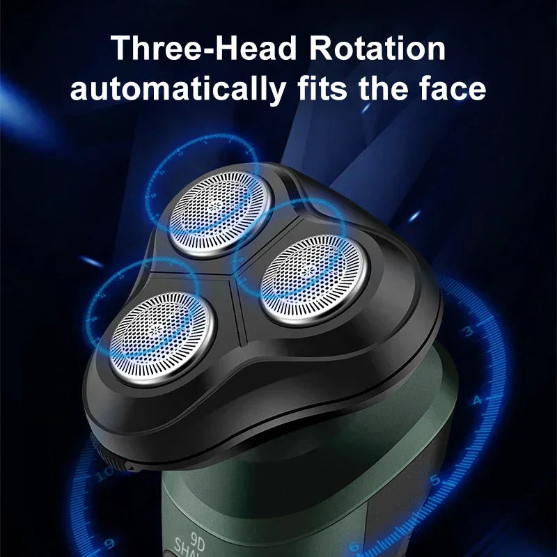 Electric Shaver Waterproof Electric Trimmer Razor Wet And Dry Use Rechargeable Battery Rotary Shavers Machine Shaving For Men Peaceful Pleasures Health and Wellness