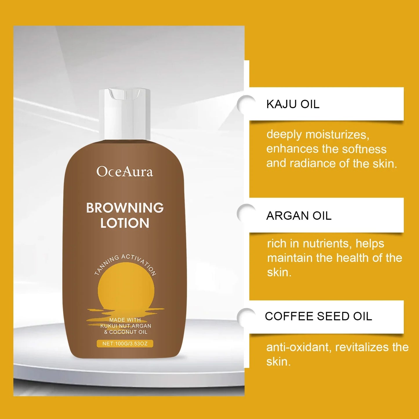 OceAura Sunless Self Tanner Bronzing Lotion – Face & Body