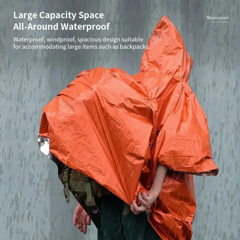 Emergency Waterproof Rain Poncho | Survival Camping Raincoat