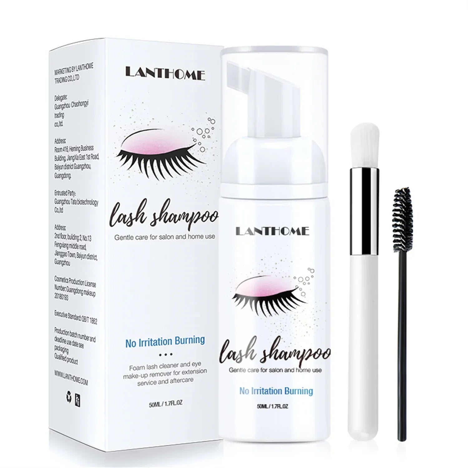50ml Lanthome Eyelash Extension Shampoo Foam Eyelid Deep Clean Cleanser For Makeup Tools Mascara Remover Glue Salon Home Use Peaceful Pleasures Health and Wellness 1 pc