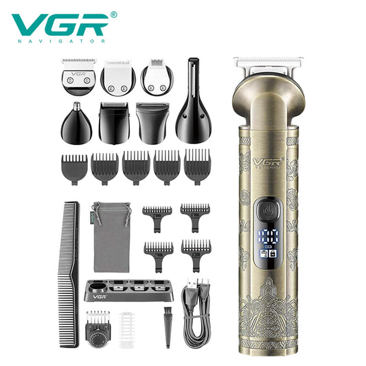 VGR 110 6-in-1 multifunctional hair clipper, metal retro body hair trimmer, home carving pusher, nose hair trimmer, shaving hair Peaceful Pleasures Health and Wellness