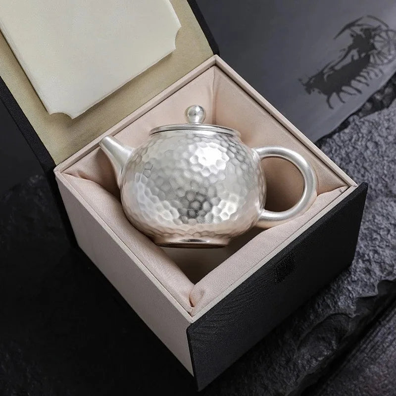 Silver-Plated Kung Fu Tea Set – Ceramic Teapot & 2 Cups Ceramic Tea Set Peaceful Pleasures Health and Wellness teapot